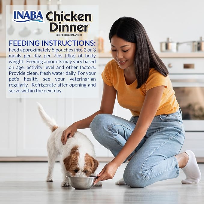 INABA Chicken Dinner for Dogs, Soft Pate Wet Dog Food, Complete & Balanced, 2.4 oz. Pouch, 15 Pouches, Salmon & Beef Variety
