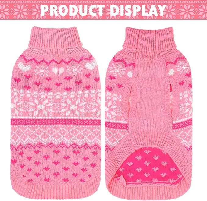 SCENEREAL Dog Sweaters for Small Dogs - Soft, Warm Turtleneck Small Dog Sweater, Ugly Knit Dog Christmas Outfits for Dachshund, Chihuahua, Pug, Yorkie,Winter Pet Clothes Male Female,Pink