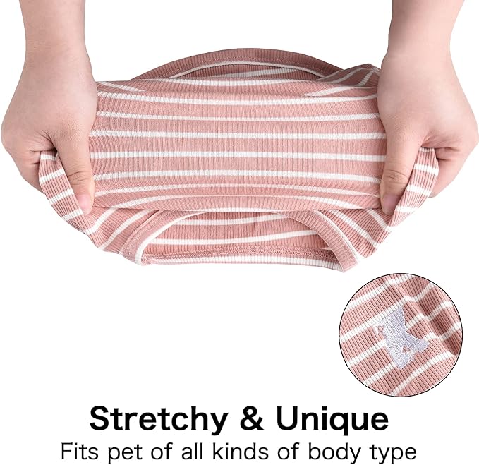 Koneseve Dog Shirt Vest Lightweight Stretchy Dog T-Shirts Soft Cool Sleeveless Stripe Vests Breathable Clothes for Puppy Kitty Cats Small Medium Large Dogs 2 Pack Pink + Green [ 6XL ]