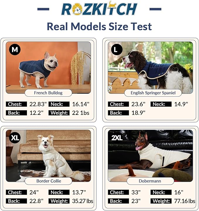 ROZKITCH Reversible Dog Fleece Jacket, Adjustable Double-Sided Vest for Chilly Winter, Super Warm Fleece Sherpa Sweater with Embroidery, Plush Sweatshirt for Small Breeds DarkBlue M