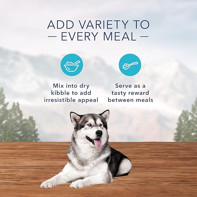 Blue Buffalo Wilderness Trail Toppers Wild Cuts High Protein, Natural Wet Dog Food Variety Pack, Beef, Salmon, Duck & Chicken, 3-oz Pouches, 24 Count
