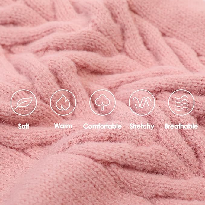 Dog Sweaters for Small Dogs Classic Turtleneck Dog Christmas Sweater Thick Warm Pullover Female Puppy Pet Stretch Knitwear Fall Winter Clothes with Leash Hole(Pink, XS)