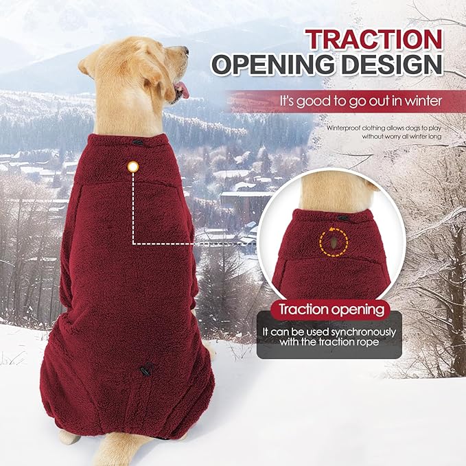 Dog Winter Coat for Small Medium Large Dog for Run Walk Sleep Warm Fleece Pet Sweater & Windproof Pajamas Snow Jacket XS Red