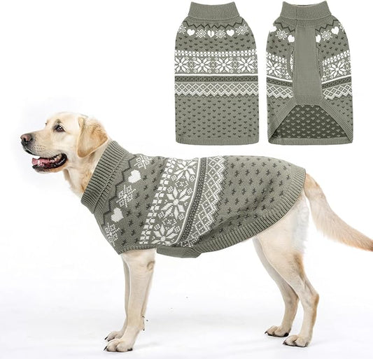 SCENEREAL XL Dog Sweaters Male and Female, Soft, Warm Turtleneck Extra Large Dog Sweater, Knitted Ugly Dog Christmas Outfits, Argyle Winter Clothes for Walking Outdoor