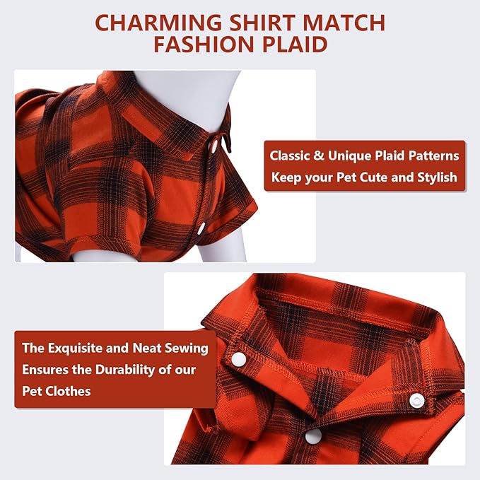 Koneseve Dog Shirt Plaid Dog Clothes for Medium Large Dogs Boy Girl Soft Pet T-Shirts Breathable Outfit Adorable Costume Grid Clothing Birthday Thanksgiving Christmas Sweater Apparel (Red#1; 6XL)