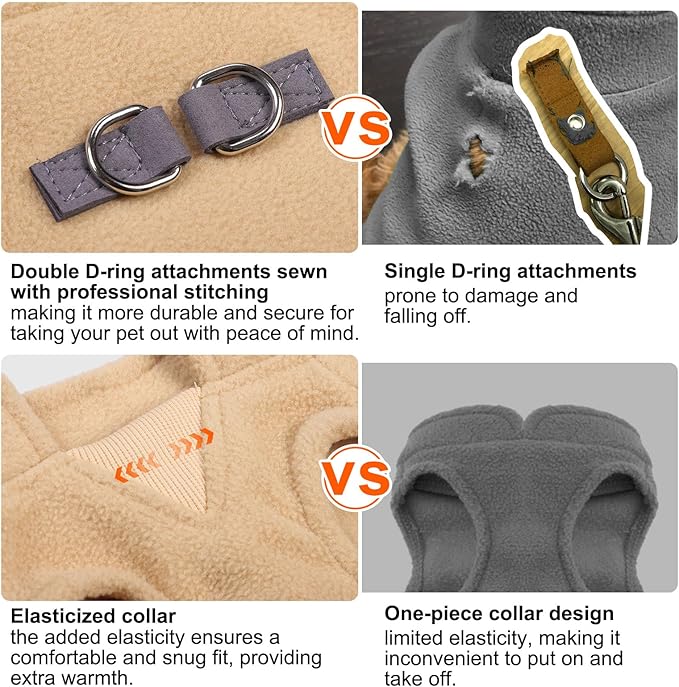 BEAUTYZOO Dog Fleece Vest Sweater Winter Jacket for Small and Medium Dogs with D-Ring Leash Cold Weather Coat Hoodie for XS S M Dogs Boy or Girls