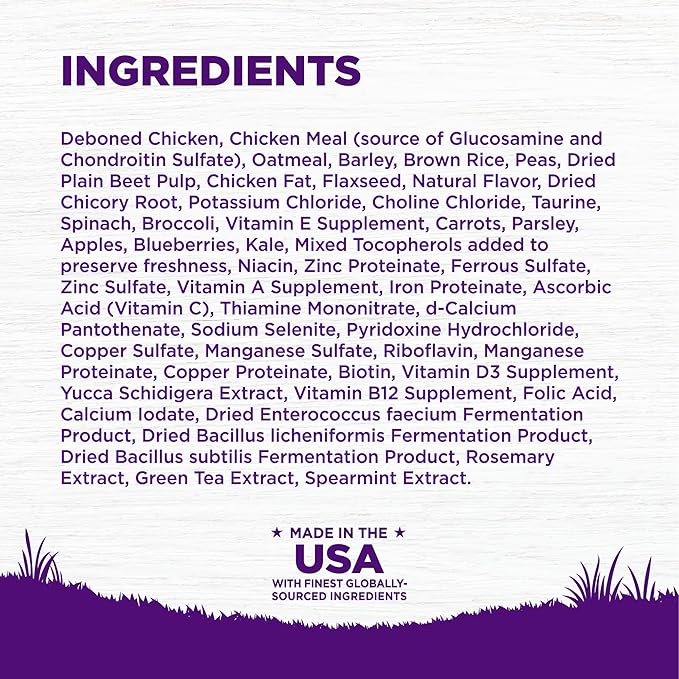 Wellness Complete Health Dry Dog Food with Grains, Natural Ingredients, Made in USA with Real Meat, All Breeds for Adult Dogs (Chicken & Oatmeal, 15-Pound Bag)