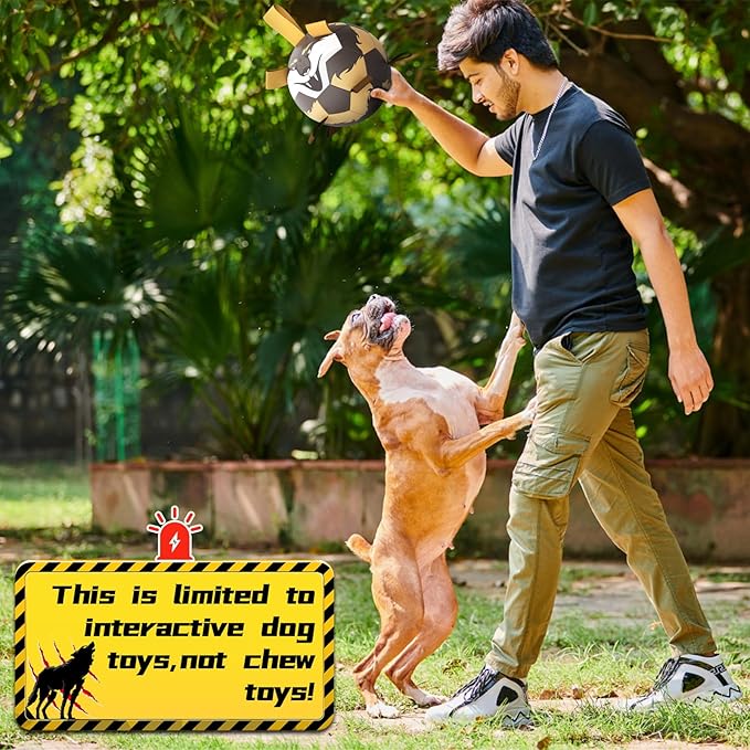 QDAN Wolf Dog Toys Balls with Straps - Durable Dog Balls for Large Dogs, Beach Pool Dog Water Toy, Dog Tug Toys for Tug of War, Puppy Dog Birthday Gifts (8 Inch)