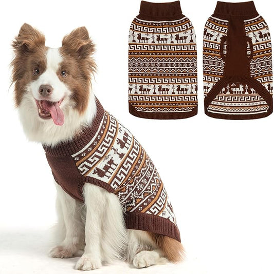 SCENEREAL Turtleneck Dog Sweater for Small Medium Large Dogs Girls Boys, Knit Pet Pullover Puppy Clothes Cold Weather Coats, Holiday Outfits Sweatshirt for Christmas, Khaki L