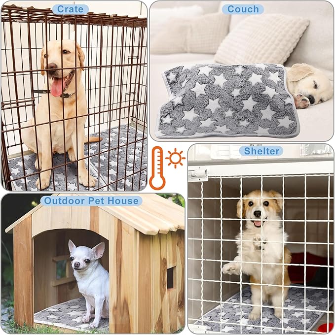 2 Pcs Large Self Warming Cat Pad Self Heating Cat Mat Bed Dog Crate Pet Blankets Thermal Heated Bed Mat for Outdoor Indoor Newborn Kittens Puppies Dog(Large Star,29 x 20)
