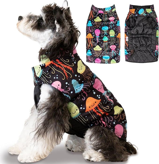 CuteBone Winter Dog Jacket - Reversible, Windproof & Waterproof, Thick Soft Coat with Leash Hole for Small to Large Dogs