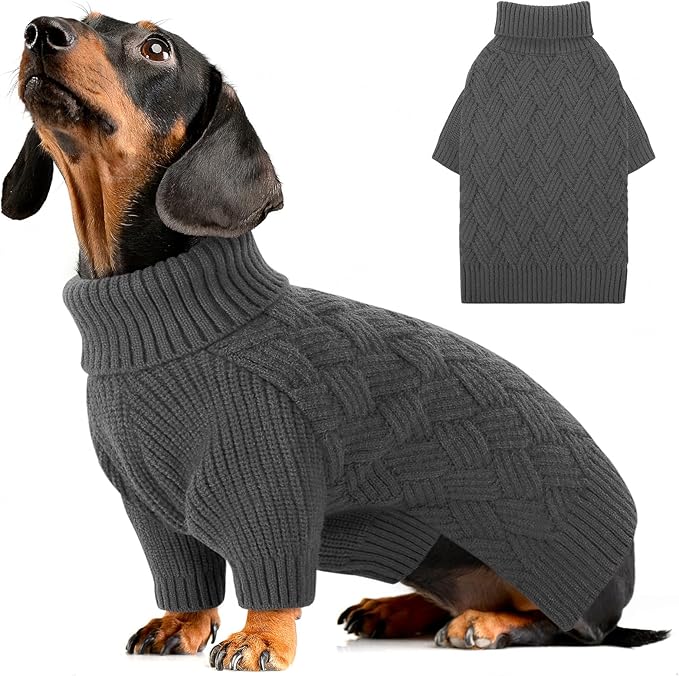AOFITEE Small Dog Sweater, XS Dog Sweater, Warm Dogs Halloween Sweaters, Dogs Winter Sweaters for Pet Girl Boy, Turtleneck Thick Puppy Sweatshirt Female Male for Yorkie, Chihuahua (Grey, XSmall)
