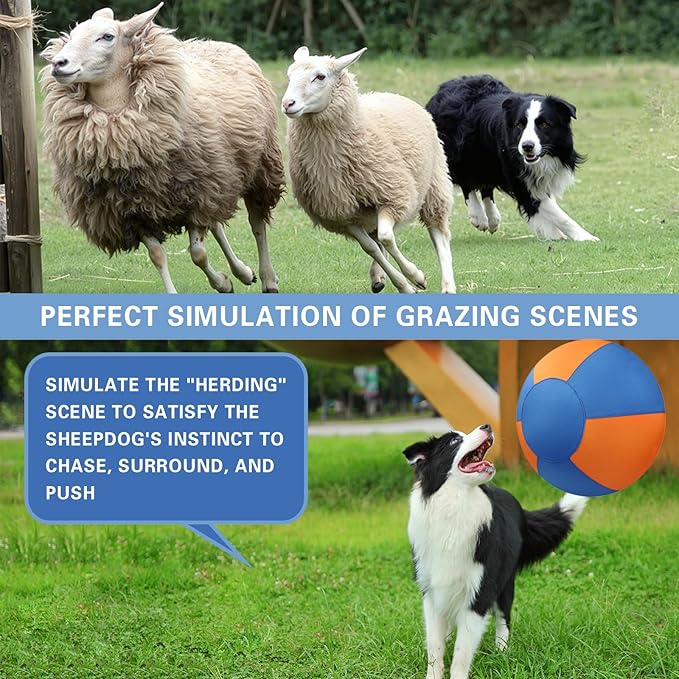 Herding Ball for Dogs, 18'' Durable Waterproof Jolly Ball for Dogs, Dog Training Toy for Medium & Large Breeds, Large Dog Toys for Collie, Australian Shepherd, and All Herding Breeds