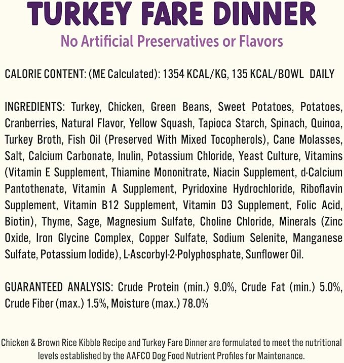 On The Go Dog Food, Turkey Fare Dinner - 7.5 oz Trays (6 Count), Made in The USA with Real Turkey