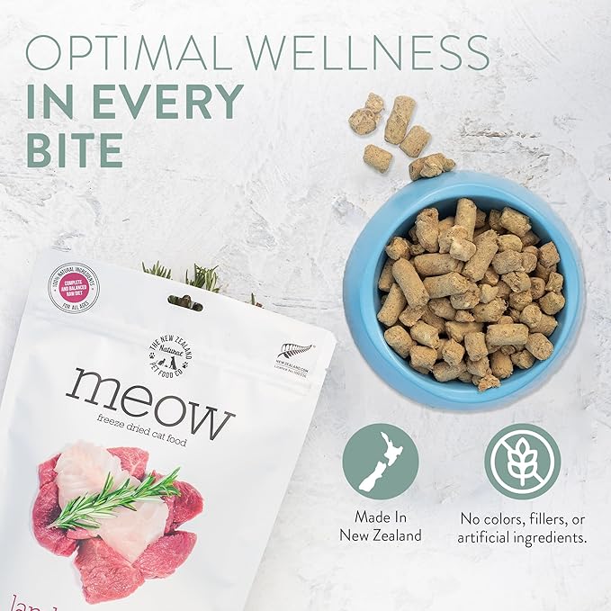 The New Zealand Natural Pet Food Co Meow Freeze Dried Cat Food - Wild Venison Recipe, High Protein Treats, Meals & Toppers, Dry Cat Food, 9.9 oz