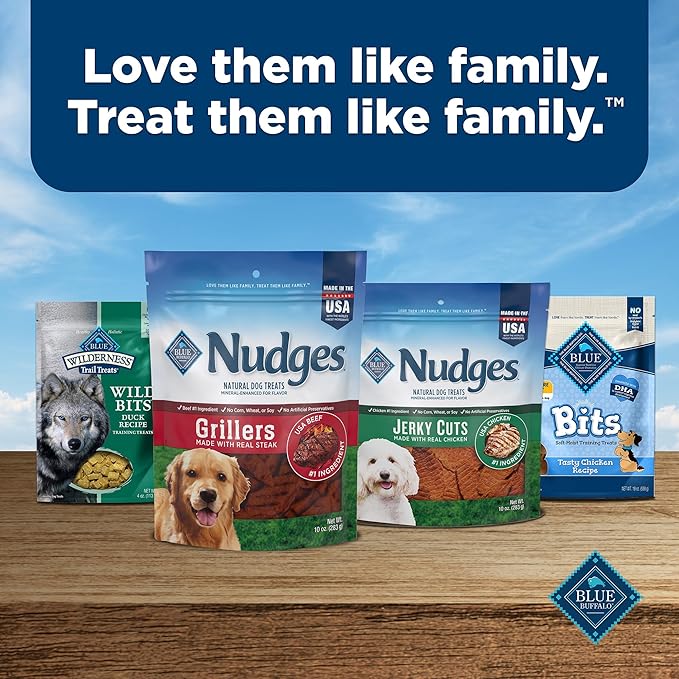 Blue Buffalo Nudges Grillers Natural Dog Treats, Made in the USA with Real Steak, 5-oz Bag