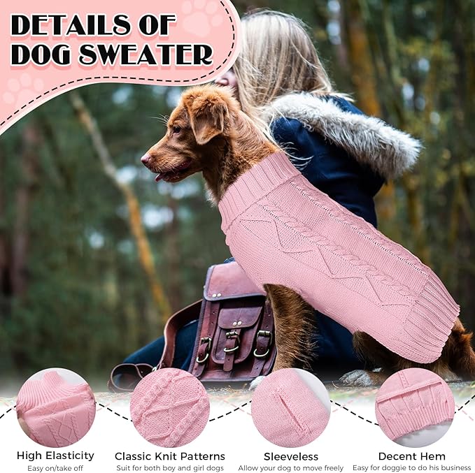 Dog Sweaters for Small Medium Large Dogs Girl, Soft Warm Turtleneck Pup Dogs Shirt, Double Knitting Collar for Outdoor Playing, Warm Dog Clothes