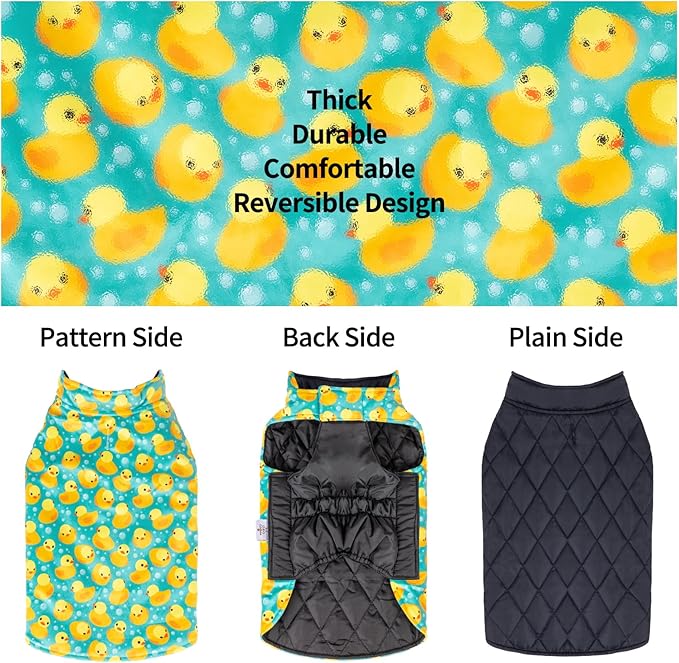 CuteBone Reversible Jacket for Dogs - Waterproof, Windproof, Soft Winter Coat with Leash Hole - Thick, Adjustable for Small, Medium and Large Dogs - Perfect for Cold Weather