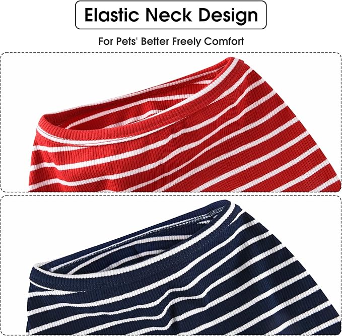 Koneseve Dog Shirt Vest Lightweight Stretchy Dog T-Shirts Soft Cool Sleeveless Stripe Vests Breathable Clothes for Puppy Kitty Cats Small Medium Large Dogs 2 Pack Red + Blue [ 4XL ]