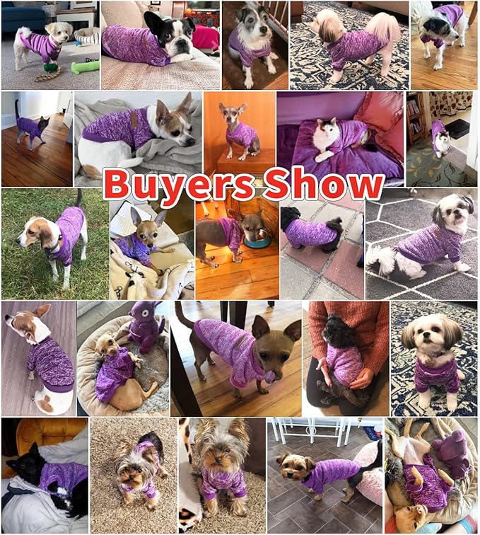 Idepet Pet Dog Classic Knitwear Sweater,Soft Fleece Coat for Small,Medium,Large Dog,Warm Pet Dog Cat Clothes,Soft Puppy Customes 2 Color (M, Purple)