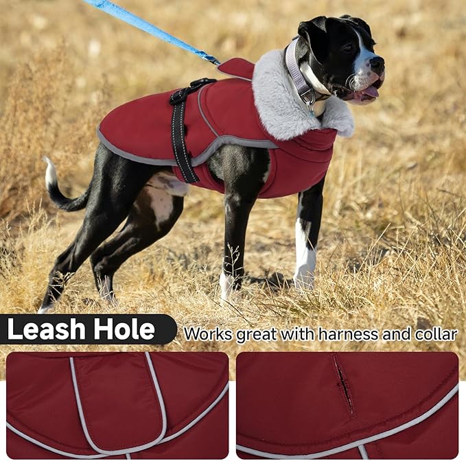 Lelepet Warm Dog Winter Coat Reflective Dog Jacket Fleece Vest Waterproof Windproof Cold Weather Coats with Adjustable Buckle Plush Turtleneck Pet Snowsuit for Small Medium Large Dogs,Chihuahua,XS