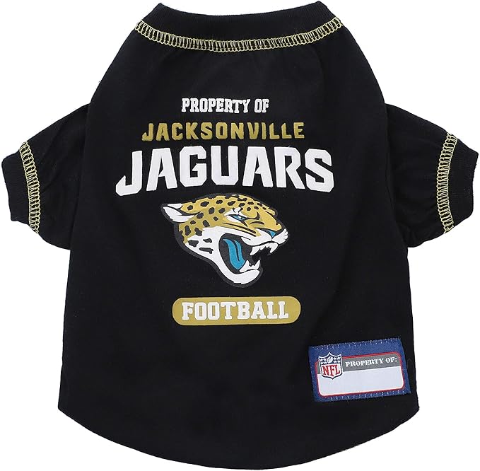 NFL Jacksonville Jaguars Dog T-shirt X-Small. - Licensed Shirt for Pets Team Colored with Team Logos- Premium Stretchable Materials for the comfort of your Dog & Cat