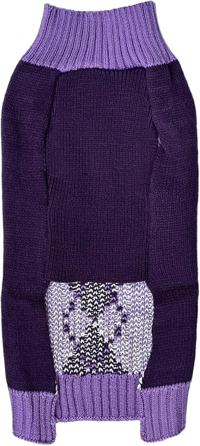 Alemon Argyle Knit Pet Sweaters Clothes for Small Dogs, Classic Purple Dog Sweater Cat Sweaters X-Small (XS) Size