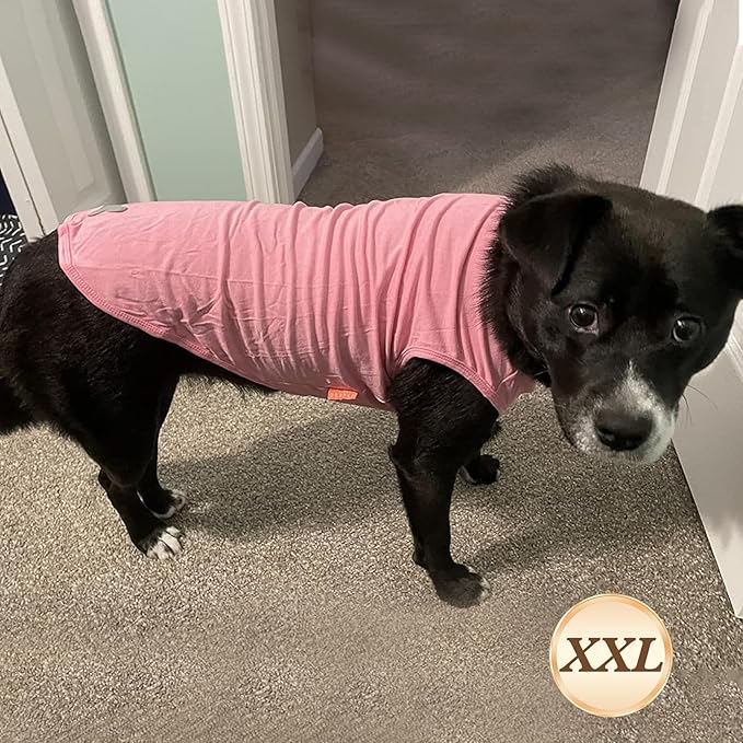 KYEESE 2Pack Dog Shirts Striped T Shirt for Medium Dogs Boy Lightweight Sleeveless Vest Cotton Tank Top Clothes, XX-Large,Pink+Striped