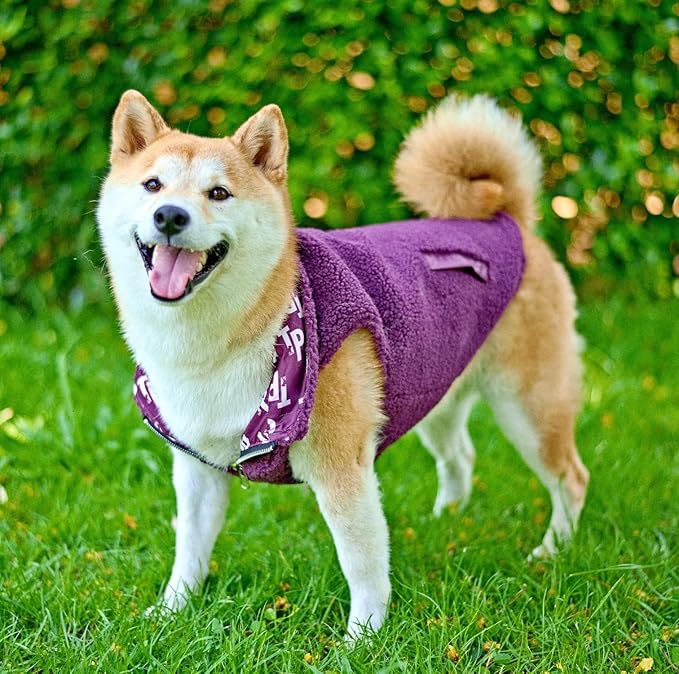 Tuff Pupper Reversible Fleece Sweater Vest for Dogs | Lightweight Comfortable Insulated Jacket | Front Zip Closure | Machine Washable | Built-in Leash Hole | Sizes for All Breeds (XL, Purple)