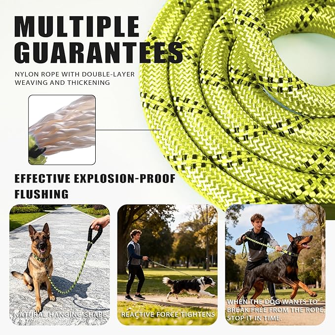 Nylon Dog Leash for Medium Large Dogs, 5-FTReflective Heavy Duty Leash with Comfortable Handle & Poop Bag Dispenser Ring, 1/2 Inch Wide, Secure Reinforcement for Walking (Green, M)