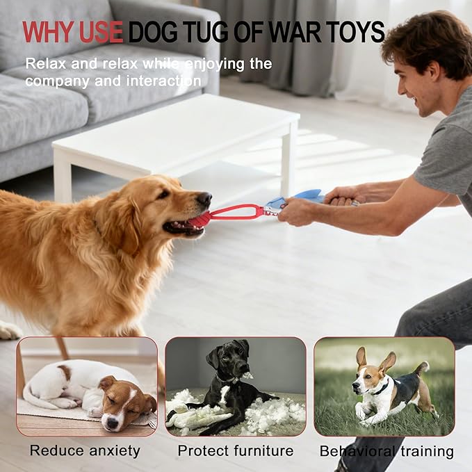 Dog tug of war Toy with Handle,Interactive Dog Toys with Squeak for for Small to Medium Dogs to Exercise Play Rope,Interactive Dog Toys for Boredom