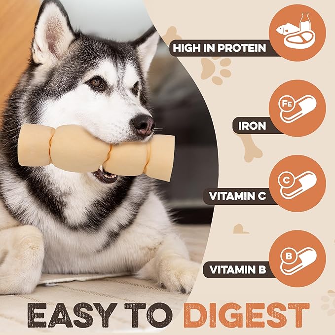Premium Beef Cheek Rolls for Dogs 5-7" - (5-Pack) Long Lasting, Safe & Natural Rawhide Alternative Chews, Ideal for Large Dogs & Aggressive Chewers, Supports Dental Health & Digestion