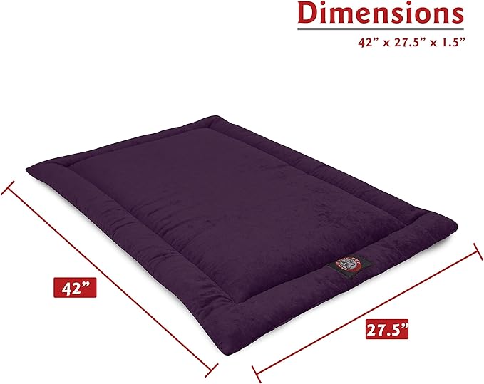 Majestic Pet Orthopedic Memory Foam Dog Crate Mat - Plush Pet Bed Pad for Crates & Kennels | USA Crafted | 42"x26" Villa Aubergine