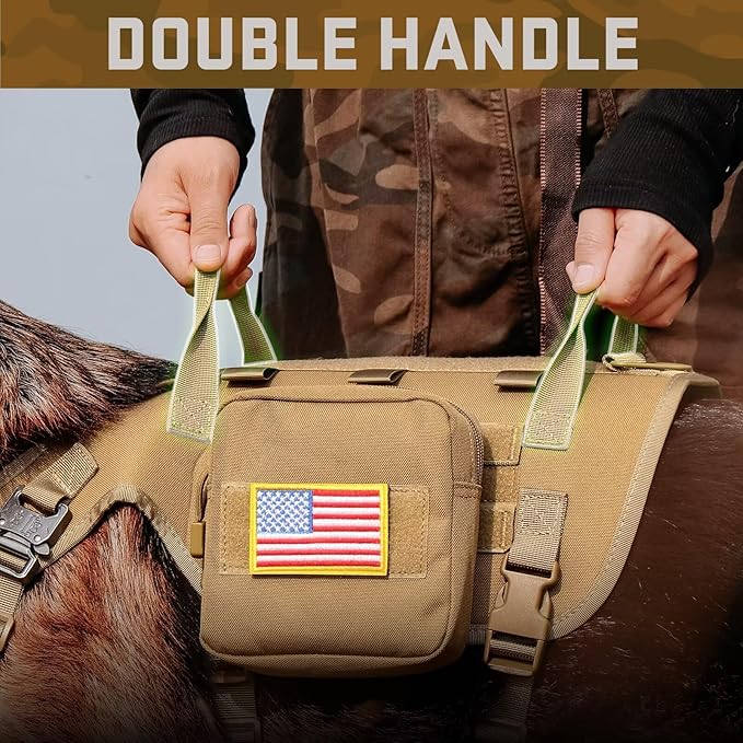 Forestpaw Dog Harness Medium Sized,Tactical Dog Harness with Handle,No Pull Military Style Service Dog Vest with Pockets Adjustable for Medium Dogs,Brown,Chest 15.5-25.5"