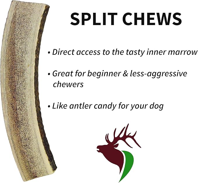 – X Large Split Single Pack (for 50+ lb Dogs) Premium Grade Elk Antler for Dogs (1 Piece) Sourced in The USA