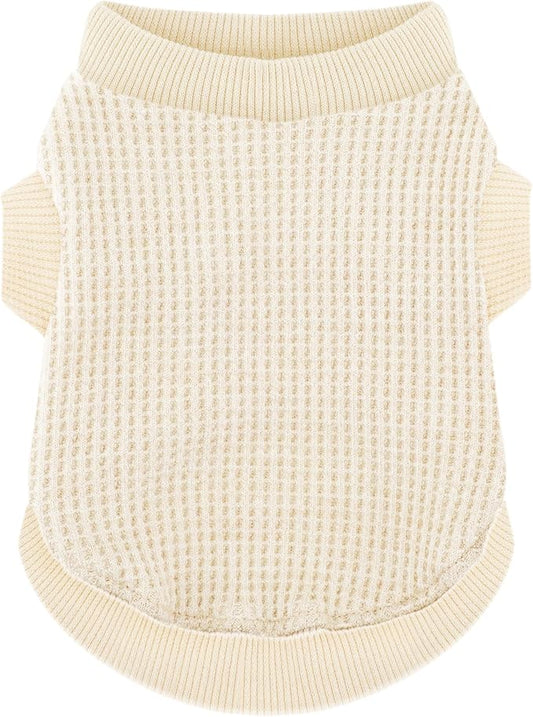 Cozy and Functional Dog Shirts for Small Puppies: Stretchable Beige Attire with Easy-On Design, Ideal for Chihuahuas and Yorkies - Enhance Comfort and Playfulness on Chill Days Small