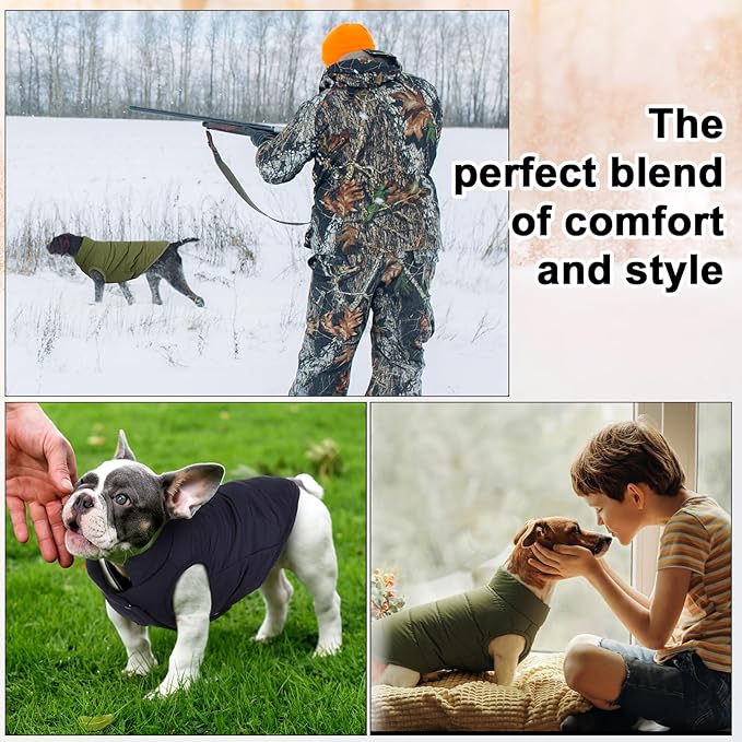 Syhood 2 Pieces Dog Jacket 2 Layers Fleece Lined Dog Jacket Warm Soft Windproof Small Pet Coat for Winter Cold Weather(S,Navy,Green)