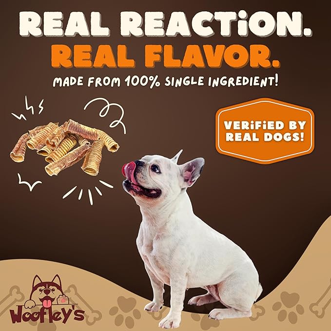Woofley's Beef Trachea - 3-4 Inch - 50 Pack - Trachea Treats for Dogs - Natural Source of Glucosamine and Chondrotin for Joint Health - 100% Natural Beef Windpipe for Dogs