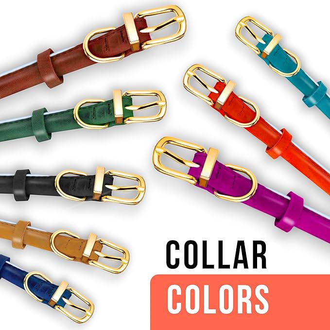 OOPSDOGGY Reflective Rolled Leather Dog Collar Adjustable Soft Padded Pet Collar for Small Medium Large Breed Dogs (Camel, XXS, 7"-9")