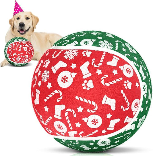 QDAN Christmas Dog Toys, Giant Tennis Ball for Large Big Dog, Balls for Outdoor Play Balls for Medium Large Dogs, Toys Birthday Gifts, 9.5 Inch