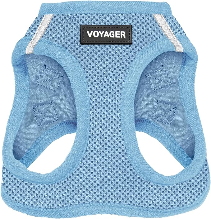 Best Pet Supplies Voyager Step-in Air Harness - All Weather Mesh, Reflective, No Pull Harness for Dogs, Cats - Secure with Hook & Loop Fastener, Buckle, Double D-Rings - Baby Blue, M