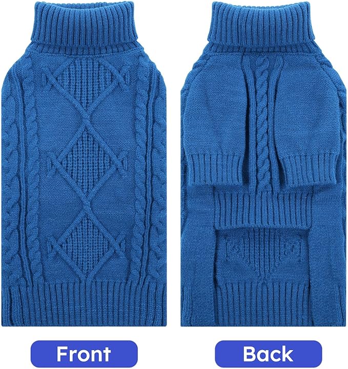 ASENKU Knitted Dog Sweater, Pullover Big Thermal Dog Winter Sweater, Turtleneck Doggy Sweaters for Large Medium Dogs Boy Girl,Warm Pet Sweatshirt for Labrador,Golden Retriever,2XL