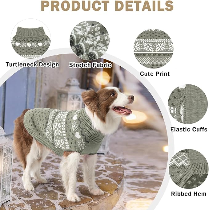 SCENEREAL Dog Sweaters for Medium Sized Dogs - Soft, Warm Turtleneck Pullover Fall Winter Dog Clothes, Knitted Argyle Dog Christmas Outfits, Ugly Pet Clothing for Boy Girl Puppy