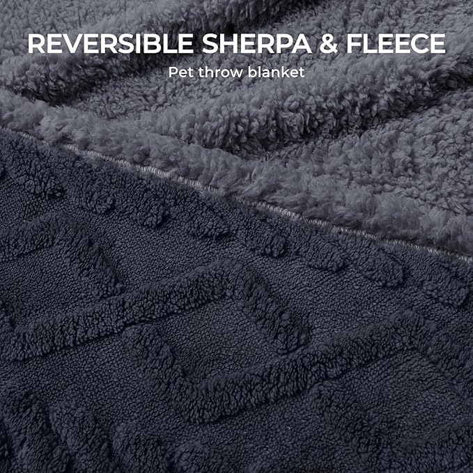 Waterproof Pet Blanket, Liquid Pee Proof Dog Blankets for Sofa Bed Couch, Reversible Sherpa Fleece Furniture Protector Cover for Small Medium Large Dogs Cats,Dark Grey Small（40" x 28"）