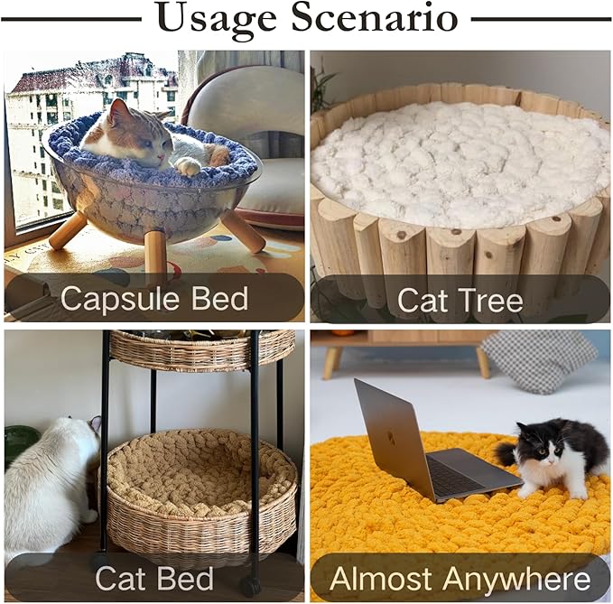 Cat Knitted Bed Mat, Extra-Soft Washable Warm Round Pads Cushions for Indoor Kittens, Cat Trees Towers, Perfect for Kneading and Sleeping (Pink,X-Large)