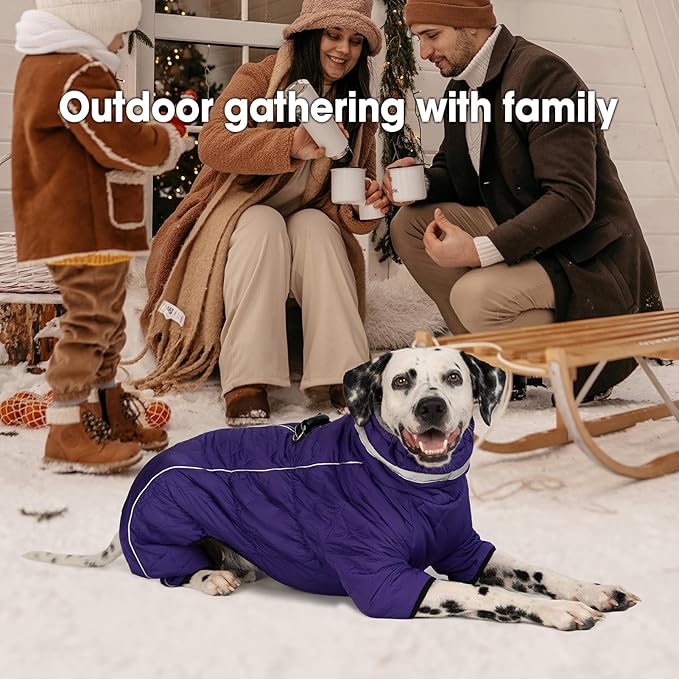 Four Legged Dog Winter Coat for Small Dogs, Warm Puppy Onesie Clothes Christmas, Reflective Turtleneck Dog Jacket with Buckles & D-Rings, Puffer Cold Weather Coat Zipper