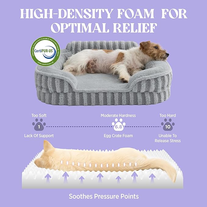 LE SURE Cute Dog Bed Medium Size Dog, Orthopedic Waterproof Medium Pet Beds with Sides, High Back Non-Slip Bottom and Egg-Crate Foam Pet Couch Sofa with Washable Removable Cover, Grey