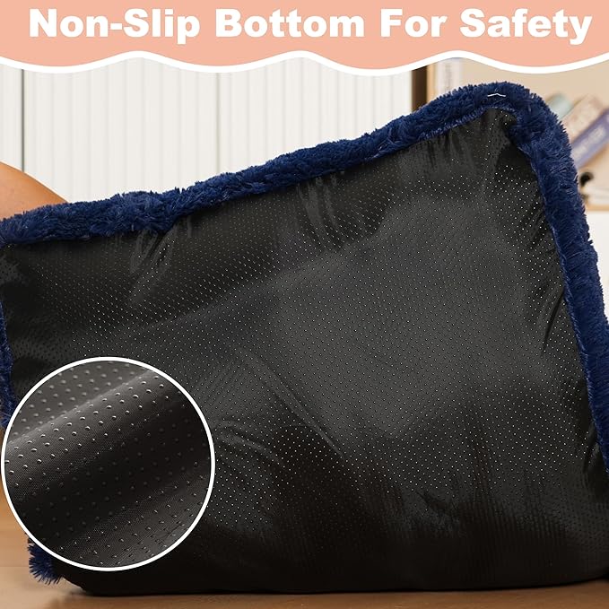 Bedfolks Waterproof Dog Crate Pad, Plush Washable Kennel Bed, Faux Fur, 47"x29", Dark Blue
