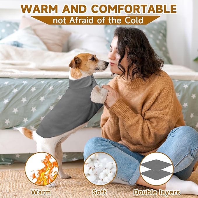 Fleece Dog Coat Reflective Cold Weather Dog Jacket Apparel for Extra Large to Small Pets(Grey,3XL)