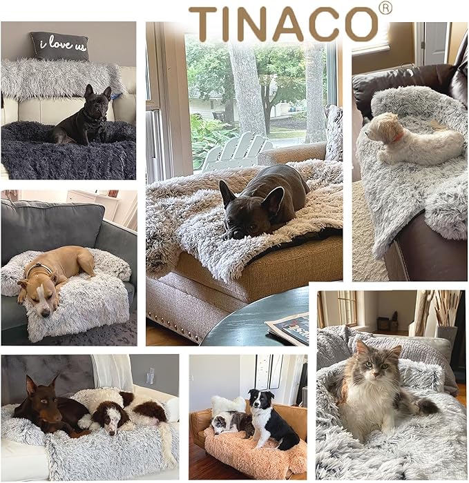 Calming Dogs/Cats Bed Mats, Dog Pad Washable Removable Couch Cover, Plush Long Fur Mat for Pets, Waterproof Lining, Perfect for Small, Medium and Large Dogs and Cats (Desert Brown, 53"x39")